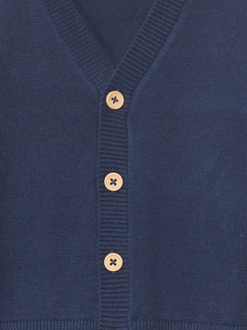 Gilet à col V en maille légère   Bleu