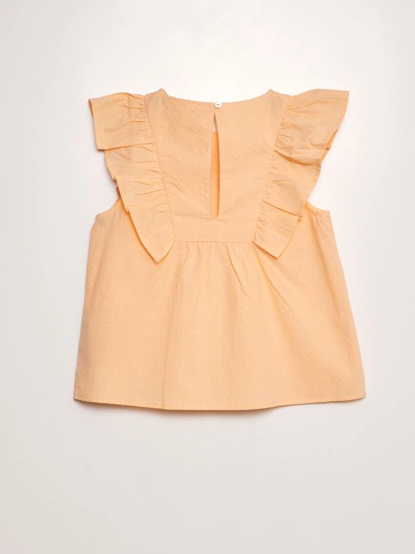Blouse volantée avec broderies 'fruits'   ORANGE