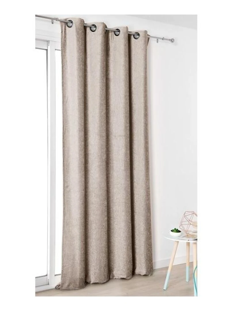Rideau Aspect Velours Uni Beige