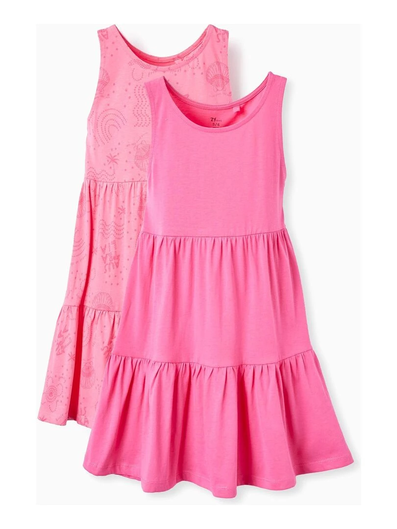 2 Robes en Coton pour Fille manches courtes EXPLORING AUSTRALIA Rose
