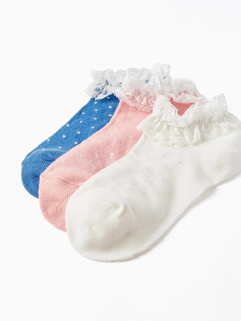 Lot 3 Paires de Chaussettes avec Fils Lurex et Dentelle Fille GREAT GOALS GREAT WORLD Multicolore