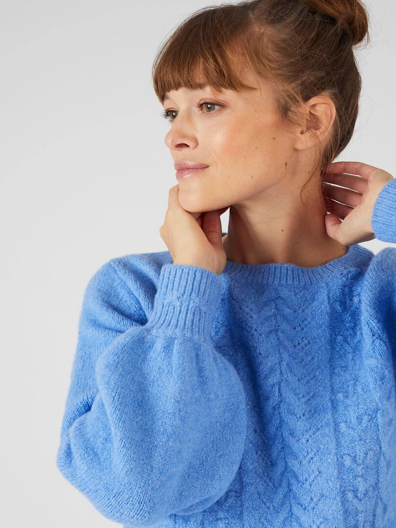 Pull jeu de maille fantaisie Thermolactyl   Damart   Bleu
