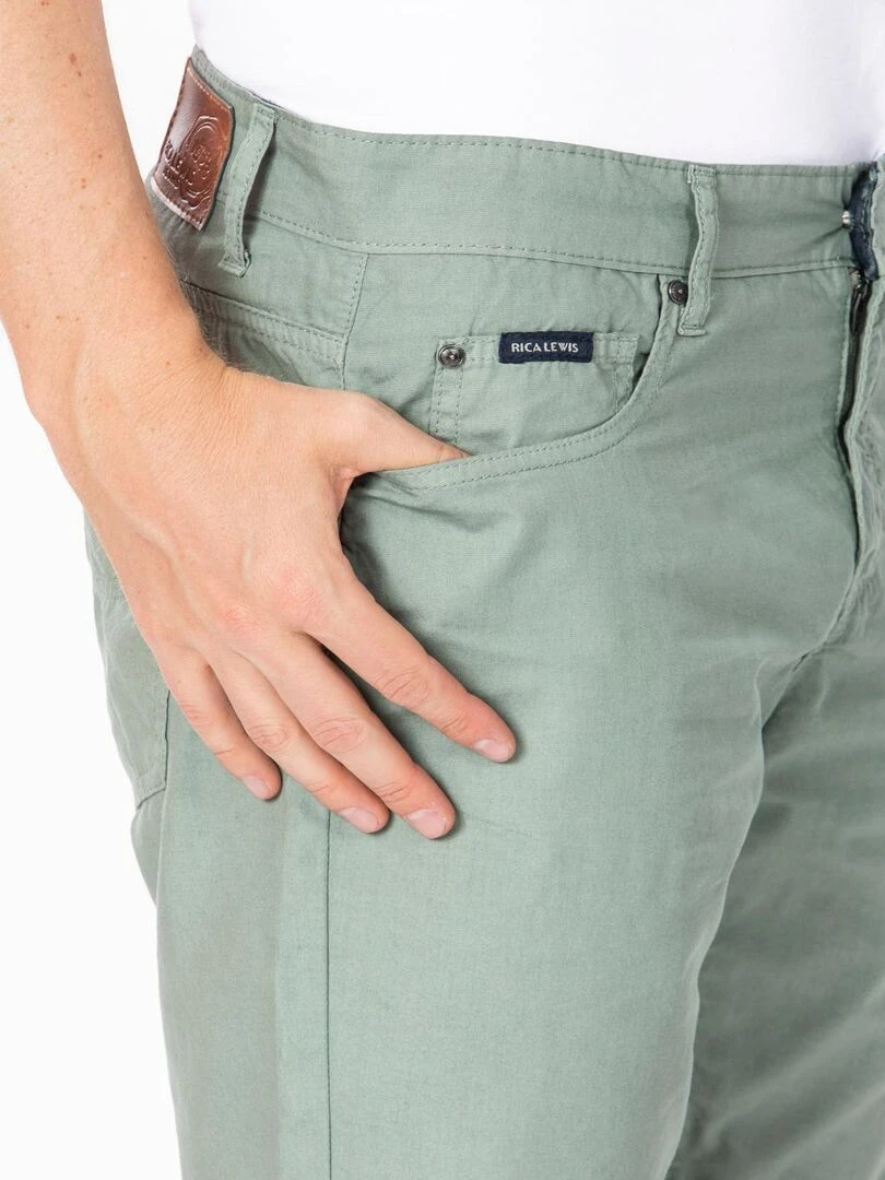 Bermuda à revers denim de couleur coton ANDRE 'Rica Lewis' Vert