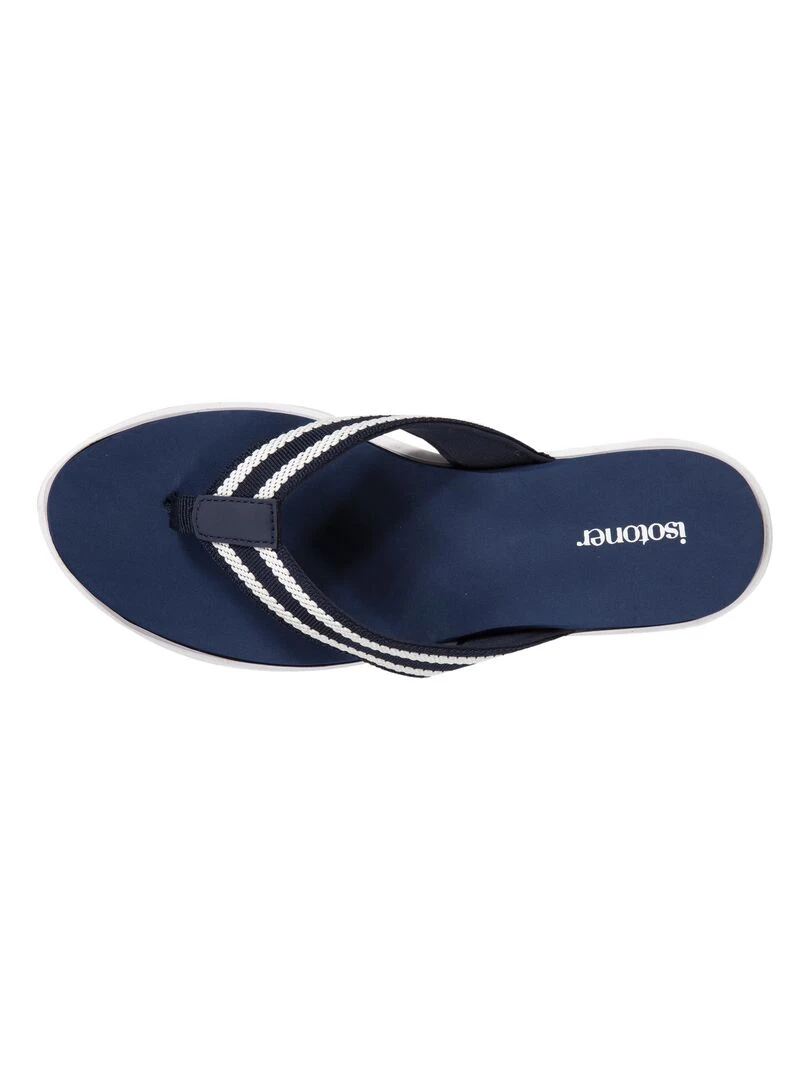Tongs sport Femme confort tige rayure Marine Bleu marine