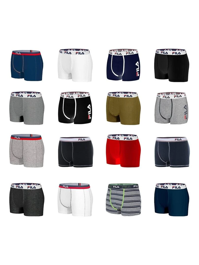 Pack Surprise de 6 Boxers coton homme Fila Noir