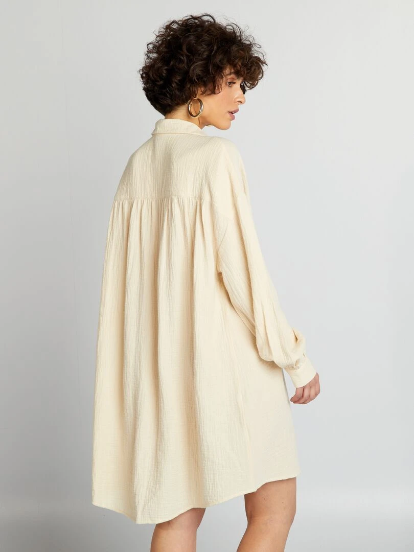 Chemise oversize en gaze de coton   Beige
