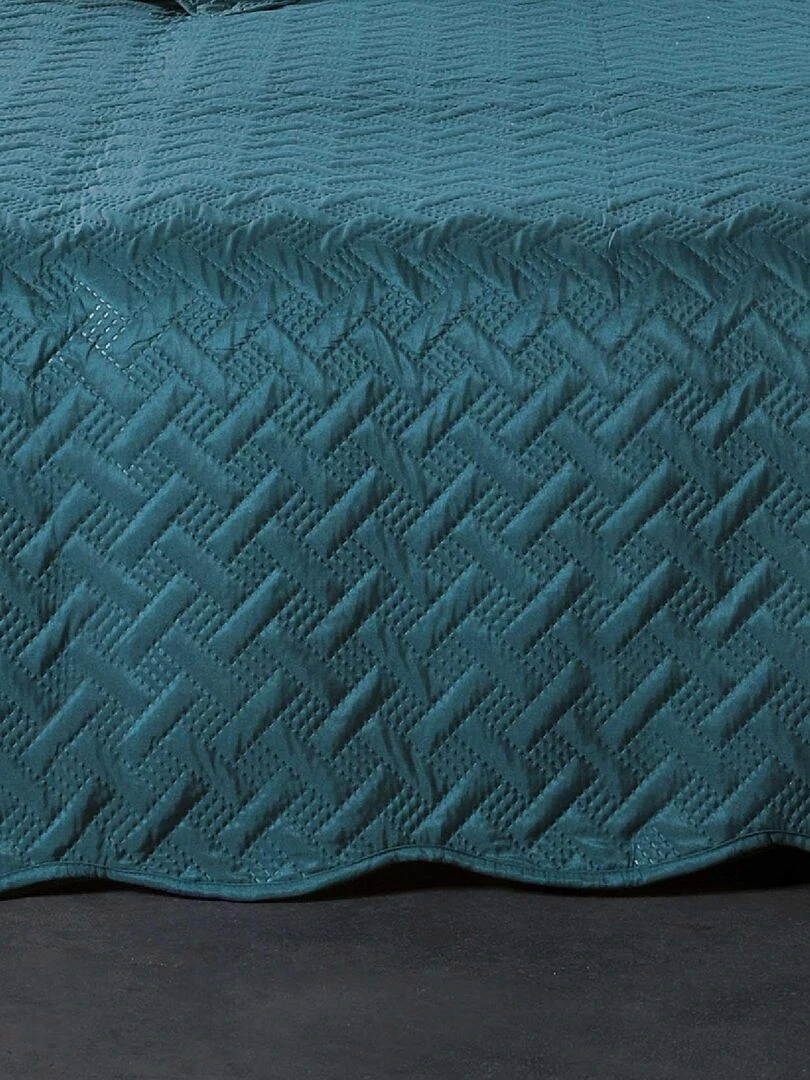 Couverture molletonné surpiquage graphique   Bleu foncé