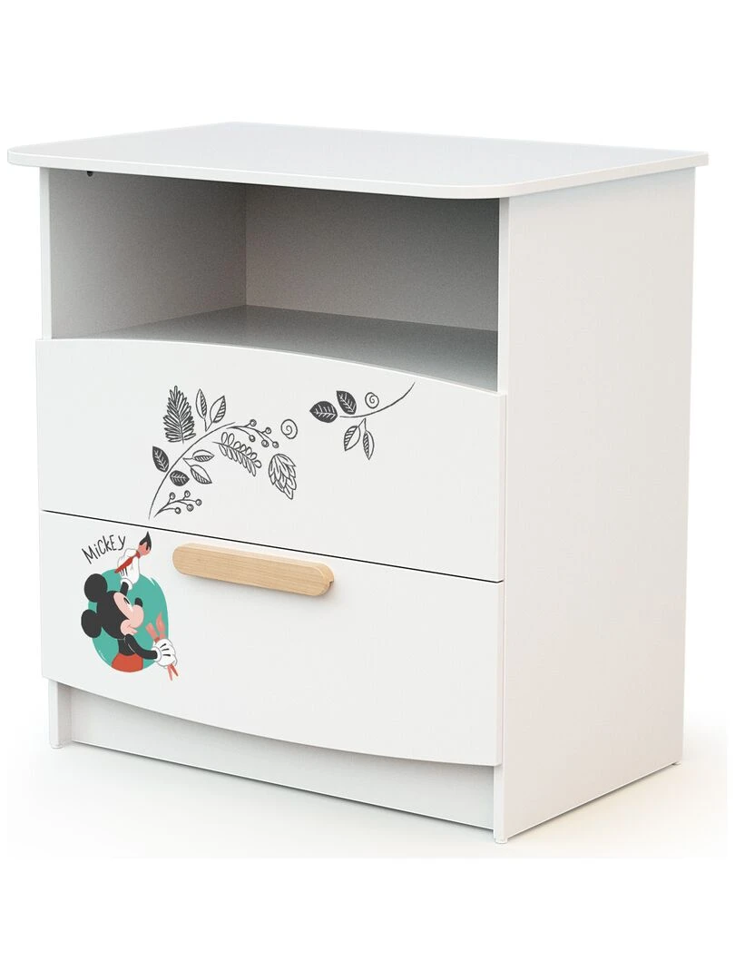 At4 Commode À Langer Disney Doodle Zoo Mickey Blanc Et Hêtre Marron clair