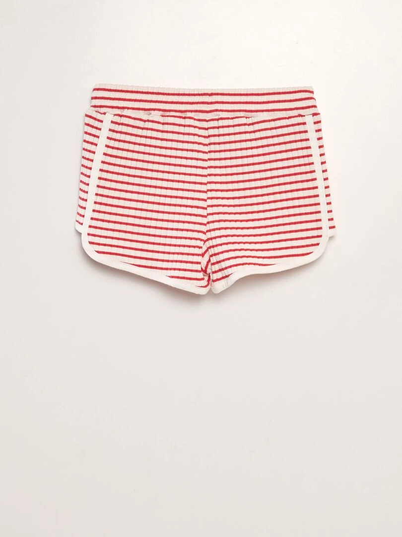 Short en maille côtelée à rayures Rouge
