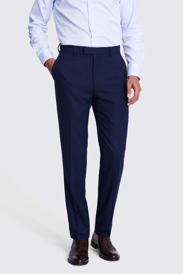 Tailored Fit Ink Herringbone Trousers Buy Online at Moss