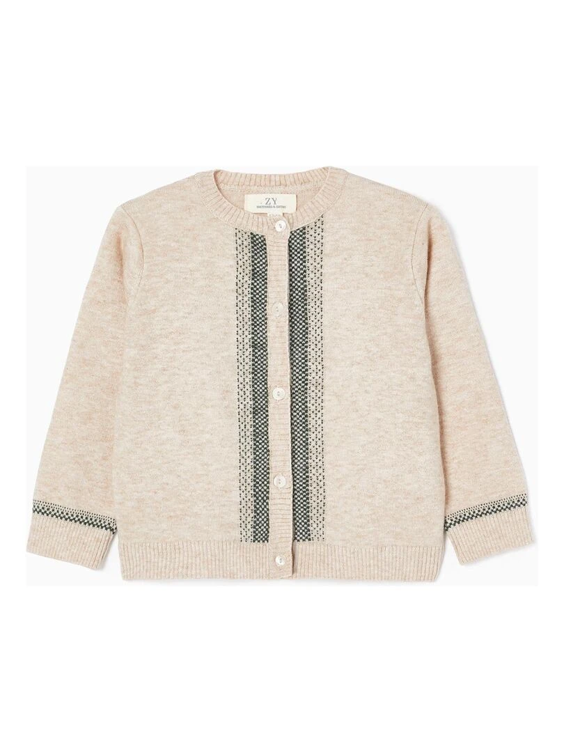 Gilet en Maille Bébé Fille 'B&S' NOËL Beige