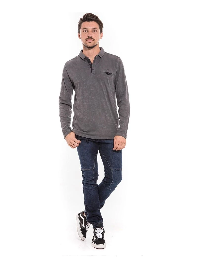 Polo manches longues en coton PEANUTS   Gris