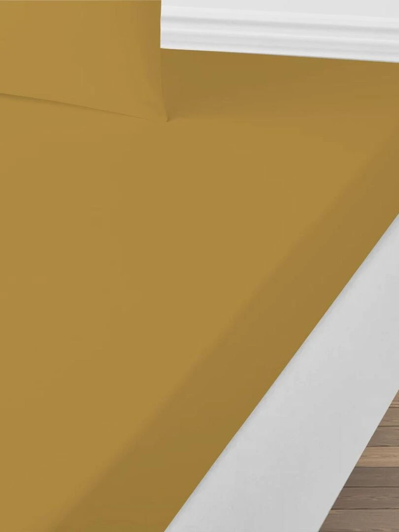 Future Home   Drap housse en coton 57 fils uni   Jaune