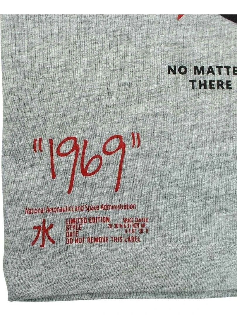Nasa   T shirt garçon imprimé logo en coton   Gris