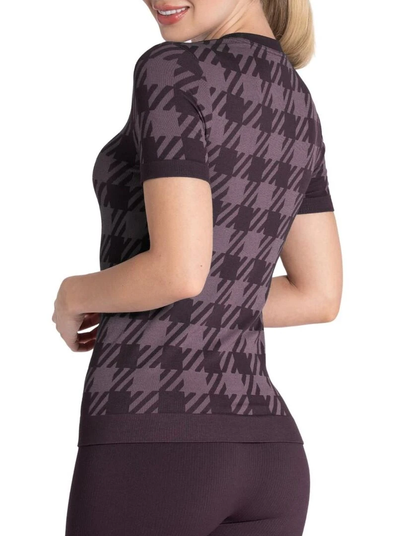 T shirt imprimé pied de poule Athleisure   Violet