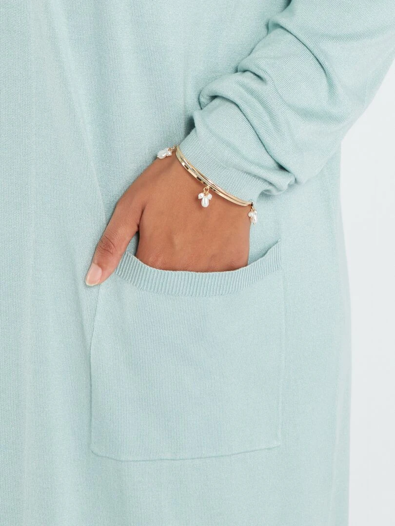 Gilet long en maille   Bleu