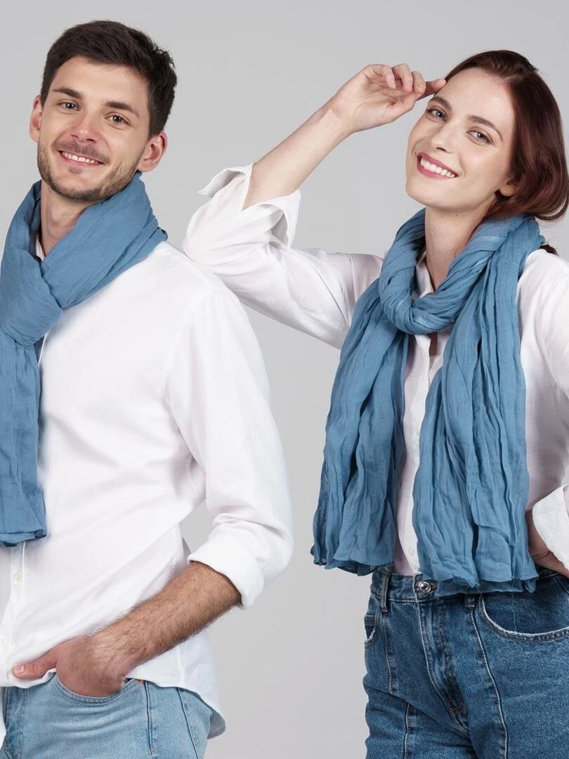Chèche coton Uni Bleu ardoise