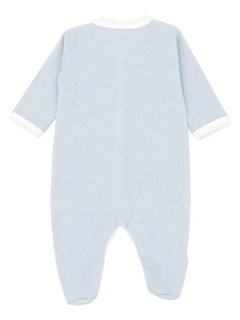 Pyjama été léger   100% coton biologique   1 à 6 mois   Bleu clair