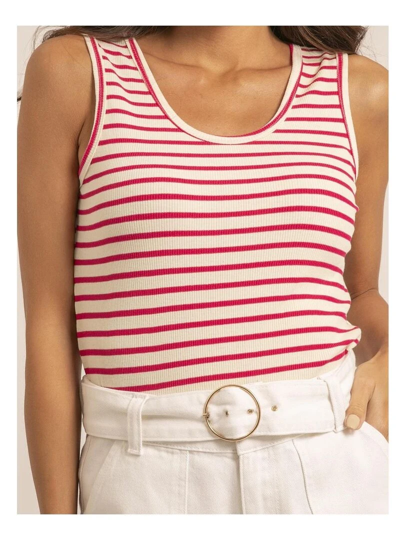 Débardeur rayures FORALIA   Rose fushia