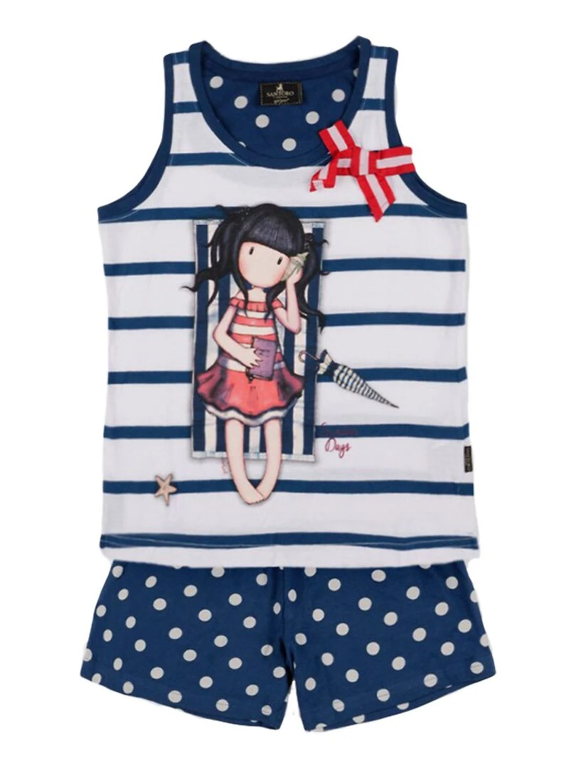 Pyjama short débardeur Summer Days Santoro marine Bleu marine