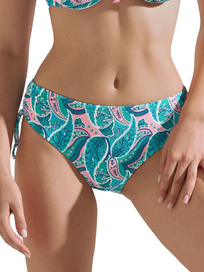 Bas maillot slip de bain taille haute côtés réglables Kavala Bleu