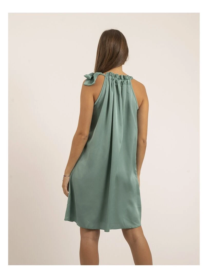 Robe courte satin IMUNE Vert d'eau
