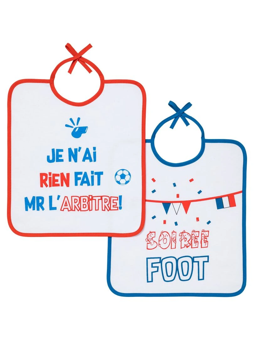 Lot de 2 bavoirs à lacets Foot 6 mois Bleu