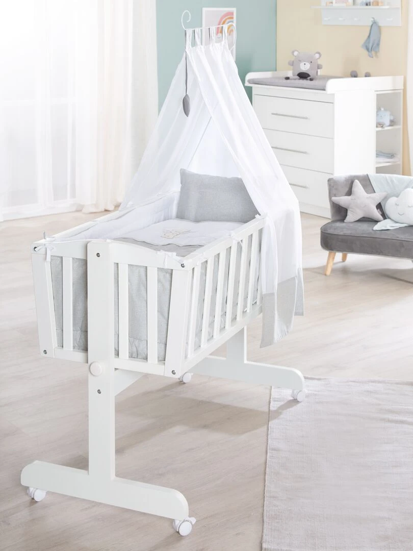 ROBA Berceau Heartbreaker 40x90 cm + Équipement Complet   Bois Laqué Blanc   Blanc