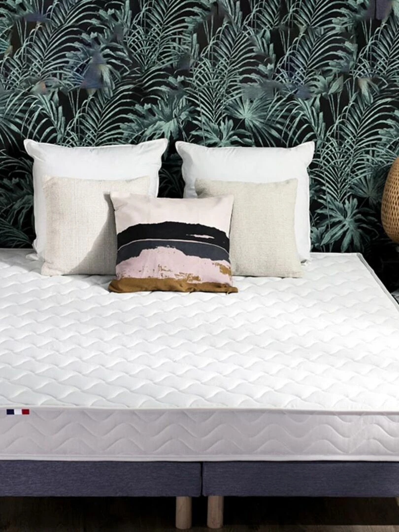 Ensemble Matelas accueil Latex 3 zones INITIAL Bi Confort Mousse & Latex + Sommier   Sommier Bleu   Bleu Blanc