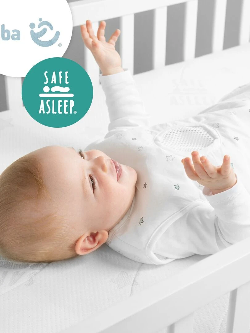 ROBA Matelas Bébé Climatisé et Déhoussable   "Safe Asleep®" Air Balance Plus   Blanc