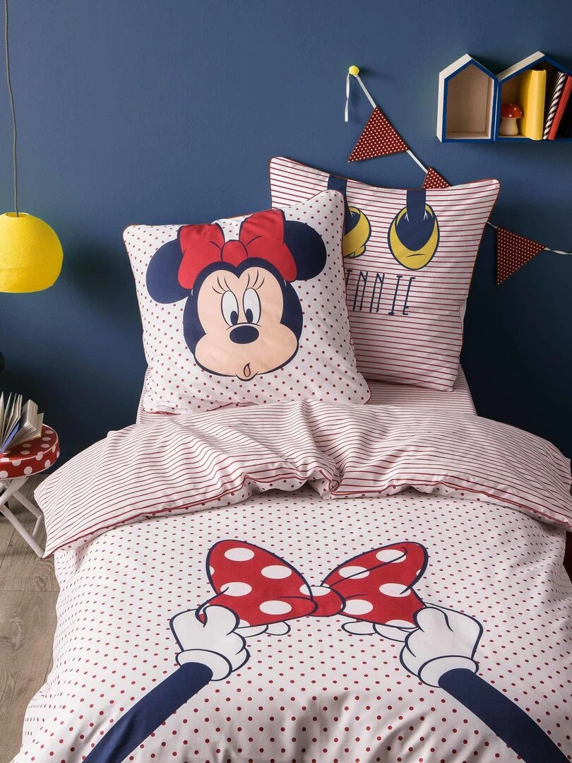 Parure de lit imprimée 100% coton DISNEY MINNIE OUPS Blanc Rouge