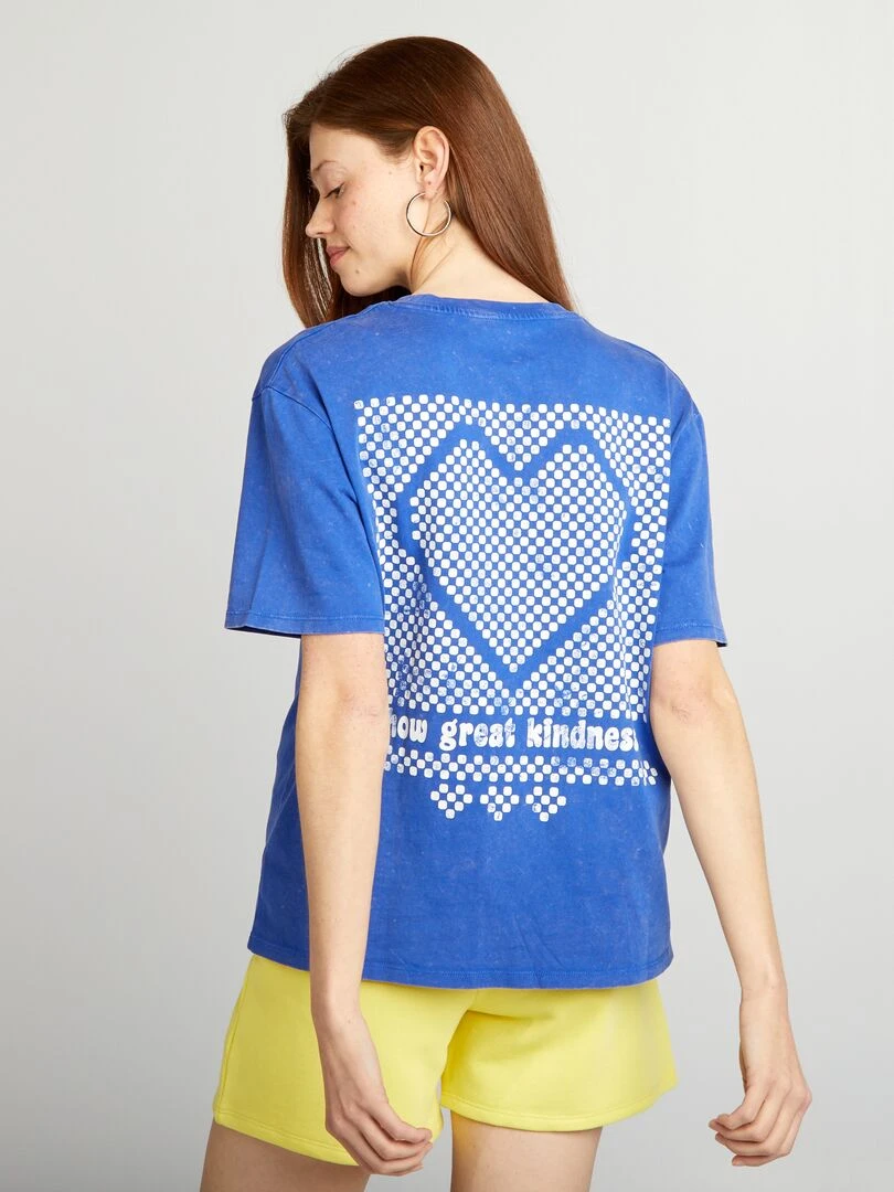 T shirt ample imprimé Bleu