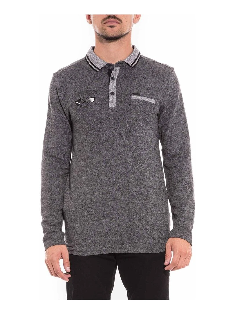 Polo manches longues en coton PENTURA Noir