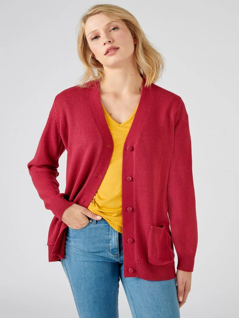 Gilet classique maille jersey Damart Bordeaux