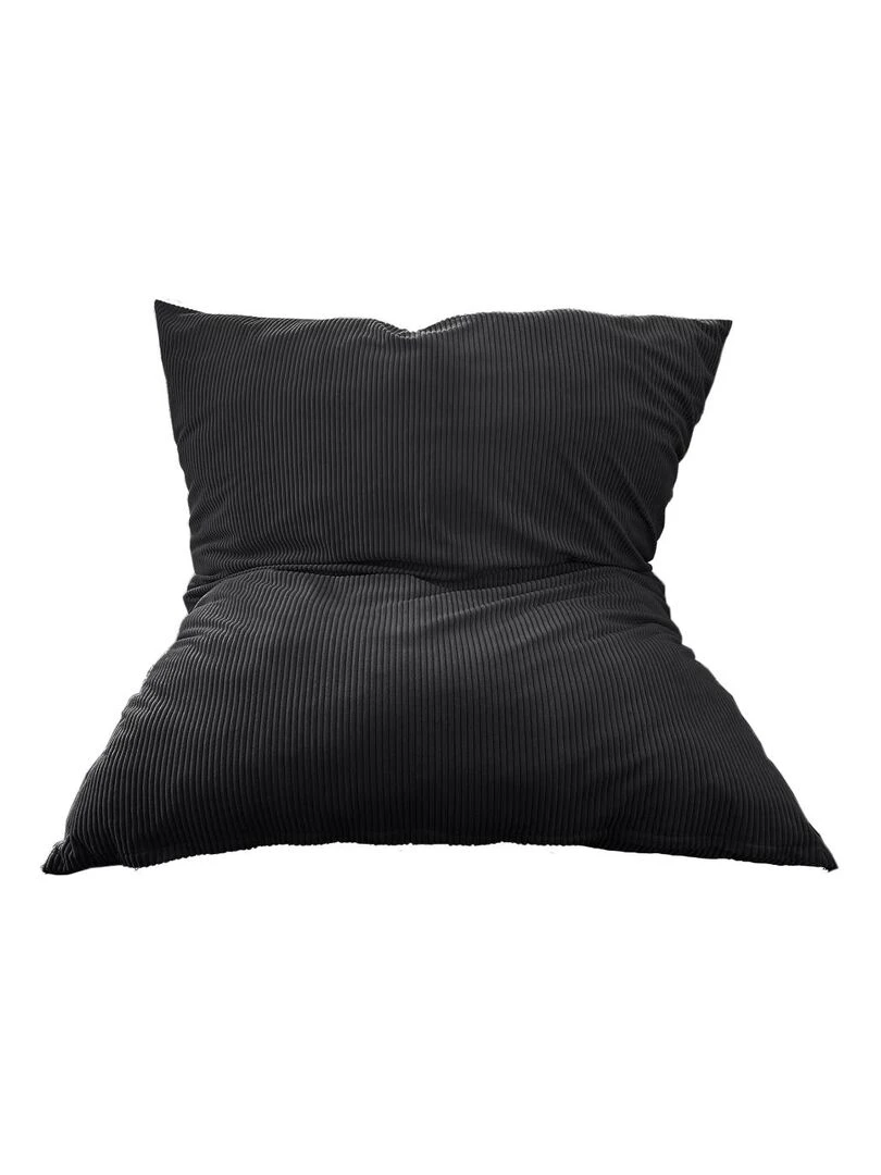 Pouf en Velours Côtelé Chic Doux et Déhoussable Bananair Gris foncé
