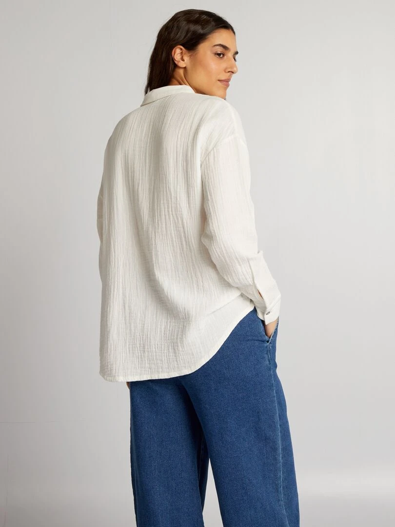 Chemisier en gaze de coton   blanc