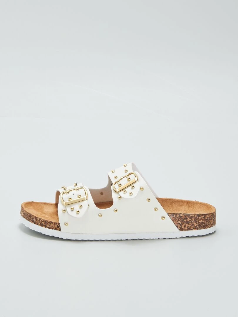 Mules avec brides cloutées   blanc