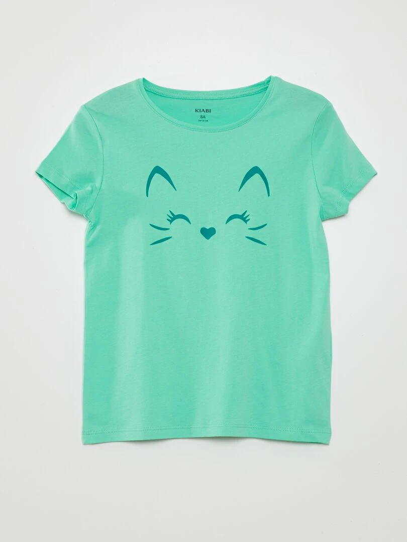T shirt imprimé manches courtes Vert clair
