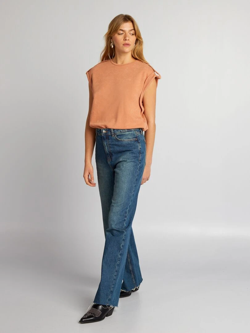 T shirt large avec effet délavé Orange pâle