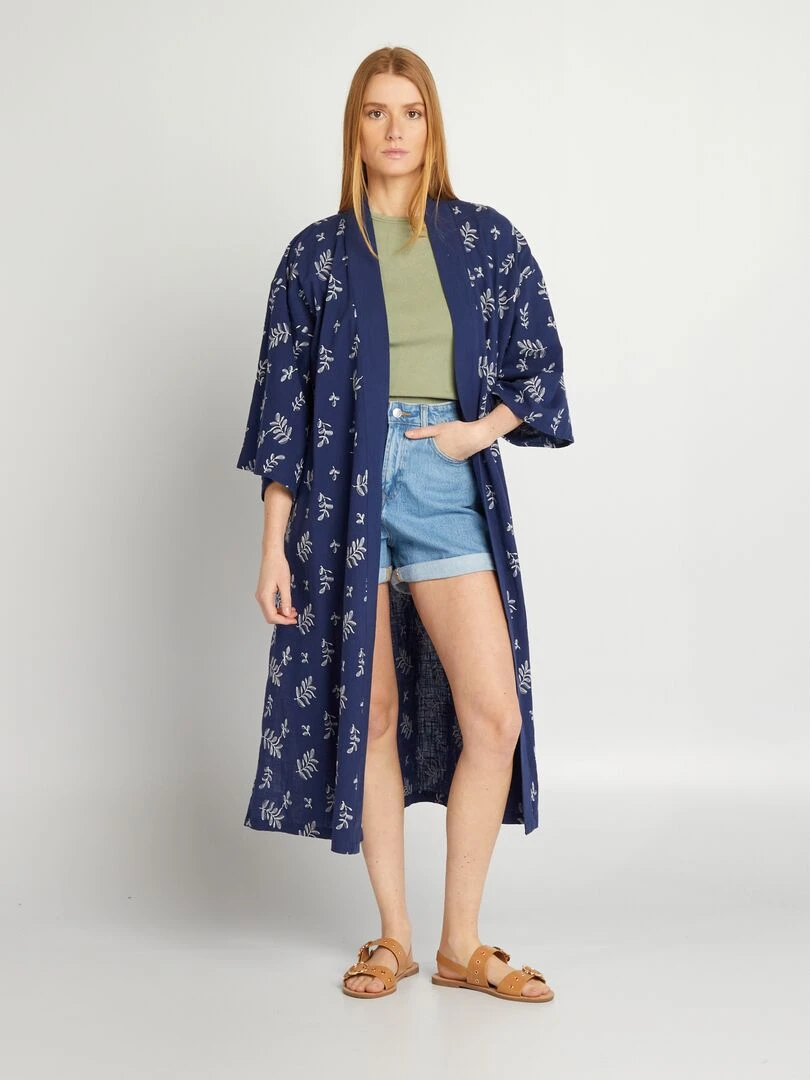 Kimono long Bleu marine