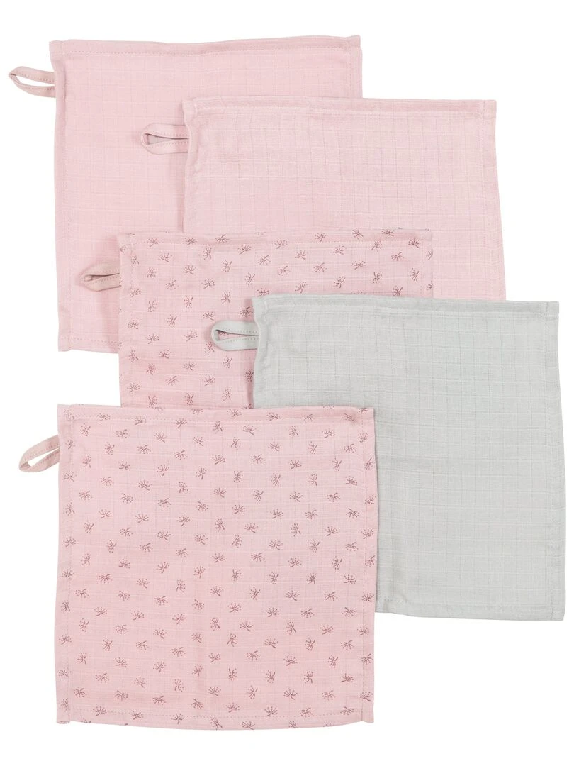 Lot de 5 Gants de Toilette "Lil Planet"   Coton Bio Oekotex   'ROBA'   Gris Rose