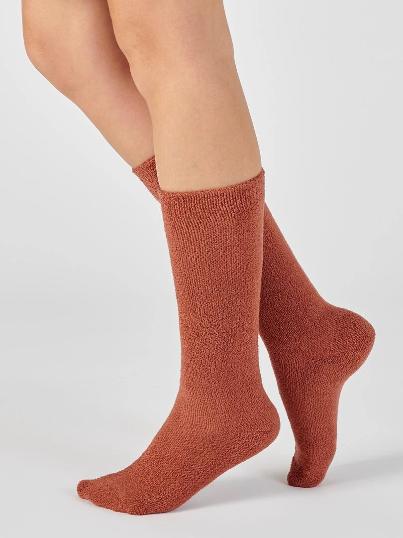 Mi bas jersey maille bouclette Thermolactyl Damart Orange