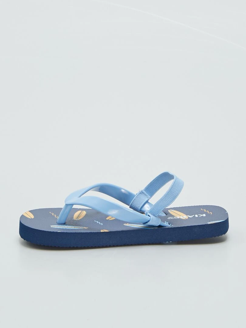 Tongs imprimé tropical à bride élastique   Bleu
