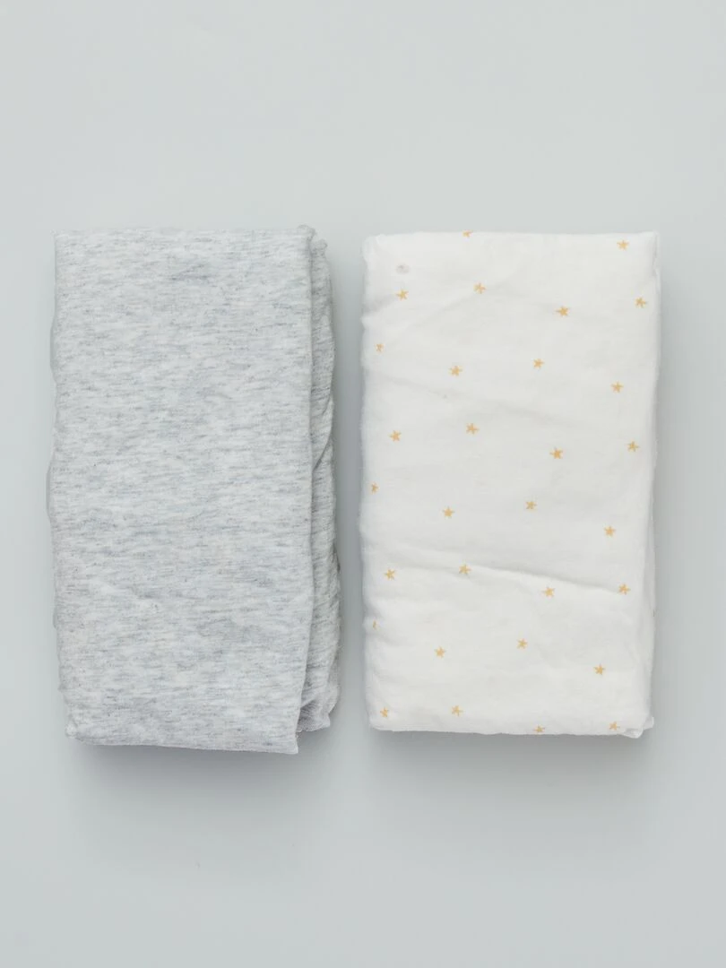 Drap housse   Lot de 2   Blanc/Gris