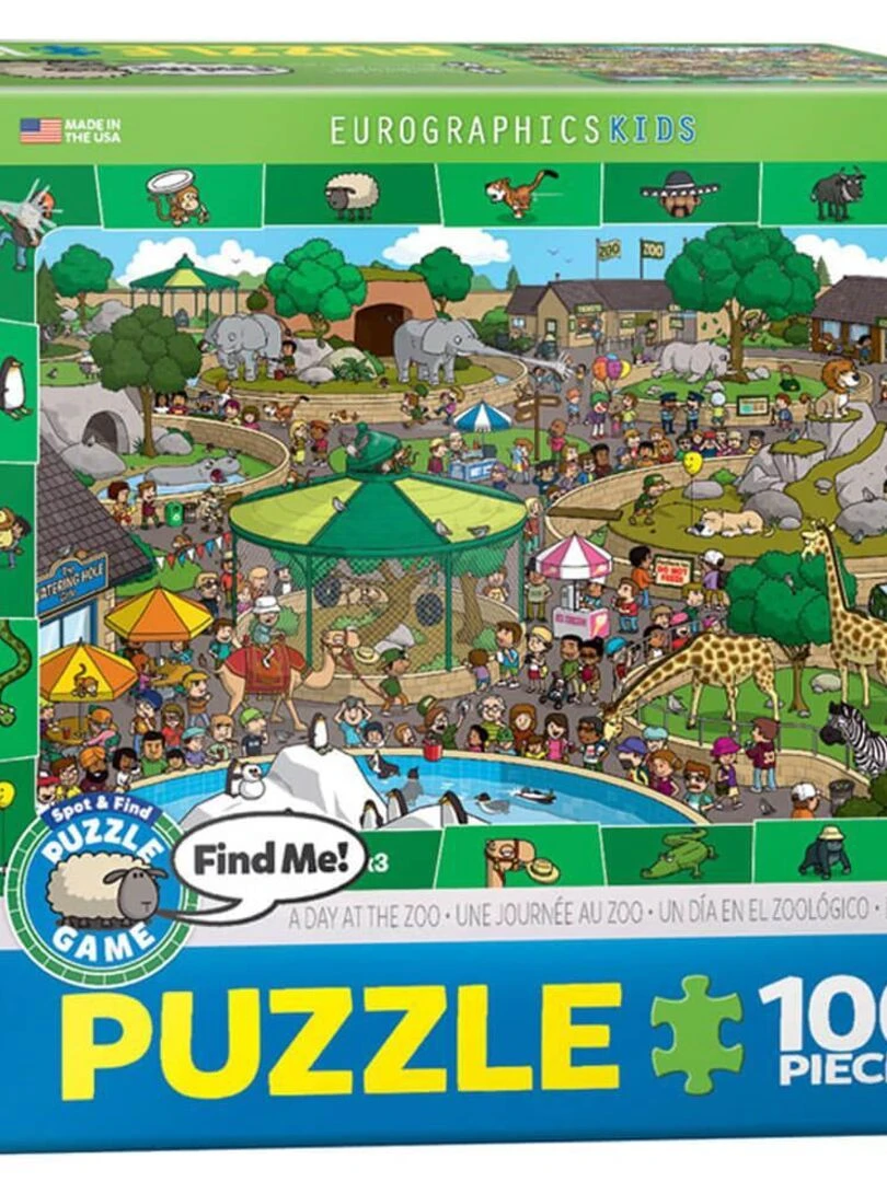 Puzzle 100 pièces : Cherche et trouve : Une journée au zoo N/A