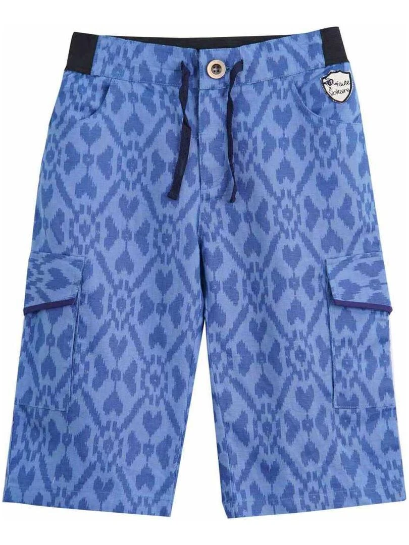 Bermuda Imprimé Tie and Dye Poches Cargo ARCACHON 'LA FAUTE A VOLTAIRE' Bleu