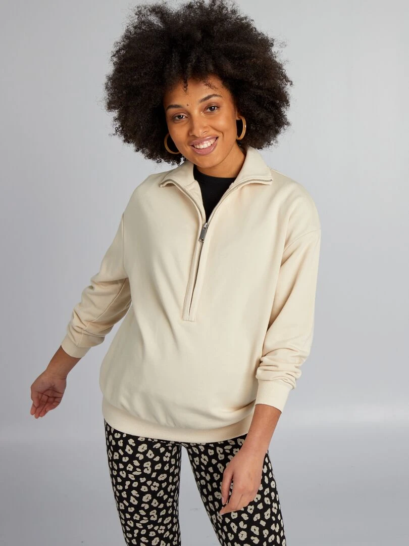 Sweat grossesse coupe camionneur beige