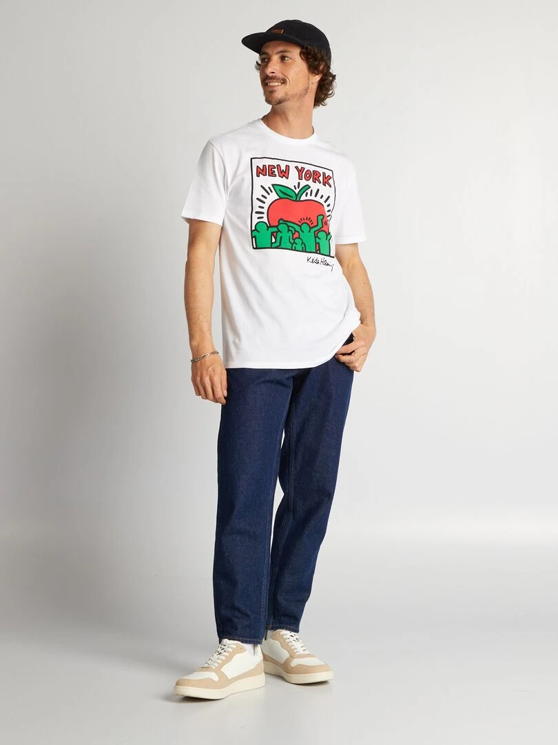 T shirt imprimé 'Keith Haring' blanc
