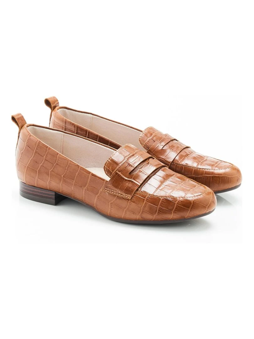 Mocassins aspect croco Damart Camel