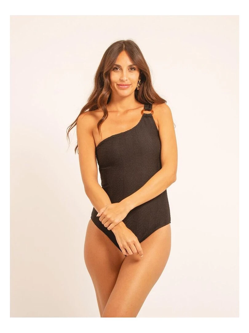 Maillot 1 pièce col asymétrique GEMMA   Noir